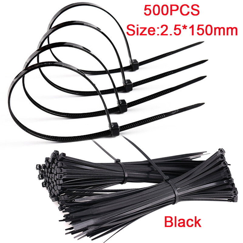 100/500Pcs nylon cable ties Self-locking Cable Zip Fasten Wire accessories Wrap Strap Fastening Bag Clips Tie plastic zip ties