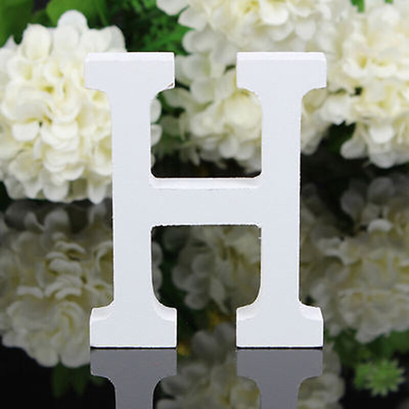 Letras de madera con alfabeto blanco para decoración del hogar, letras de diseño personalizadas para fiesta de cumpleaños, boda, bricolaje