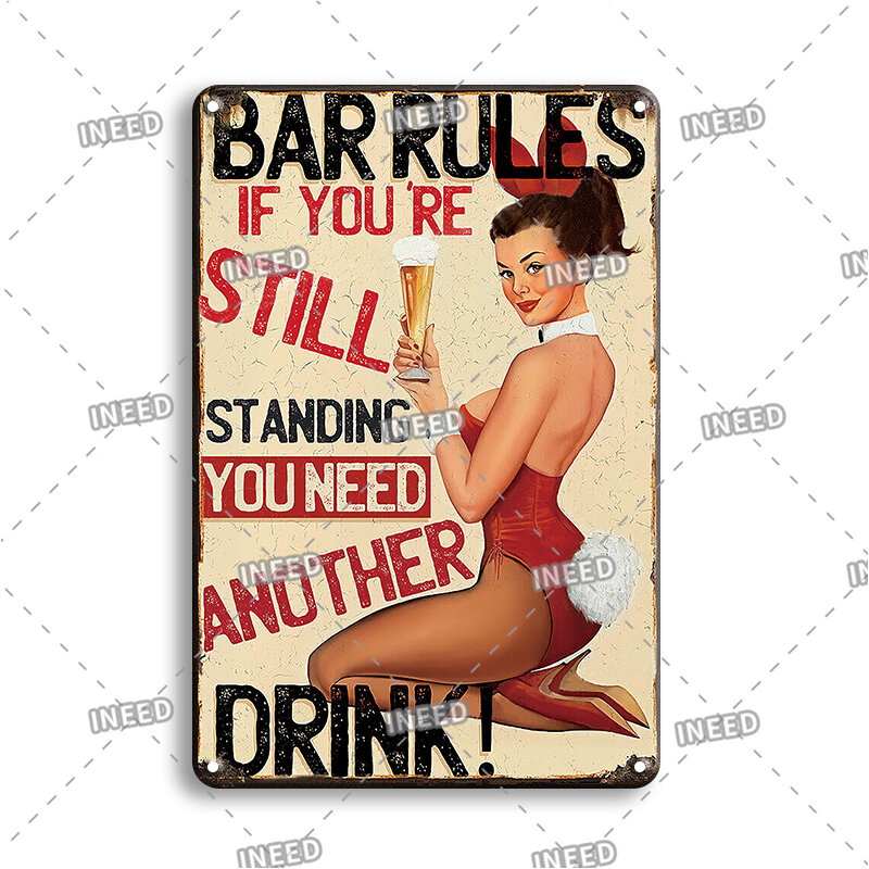 Placa de decoración para pared de bar, carteles de estilo retro alusivos a marcas de cerveza Corona, Bacardi, póster metálico de estaño con agujeros, adaptable a cocina