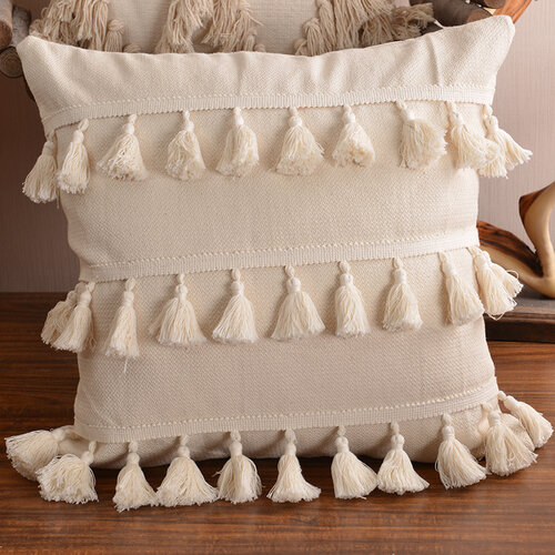 Capa de almofada de pelúcia com borlas, estilo marroquino, bonito, estilo boho, estilo marroquino, macramé, decoração home, download grátis