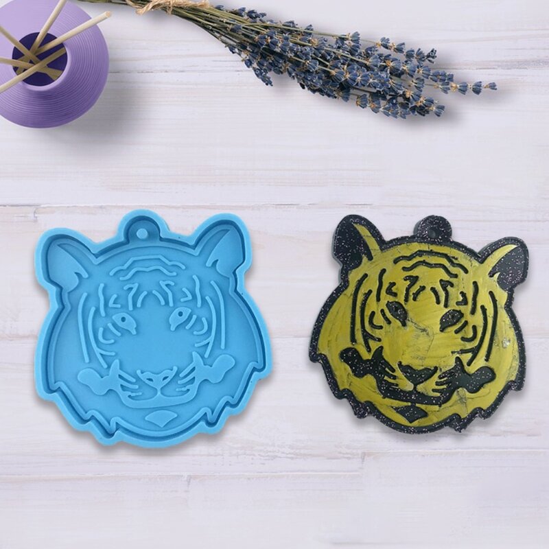 Cabeça do tigre chaveiro decoração molde de cristal epóxi criativo silicone molde