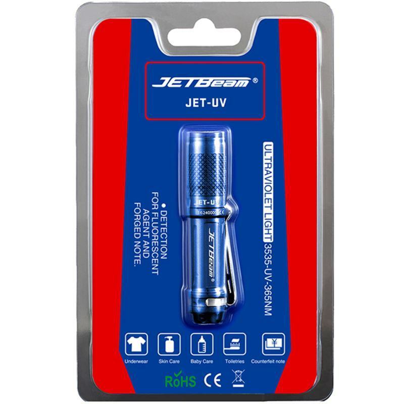 Jetbeam JET-UV 3535-UV-365nm EDC LED Senter Tahan Air Gantungan Kunci Lampu Lentera Berkemah Mendeteksi Obor Sorot