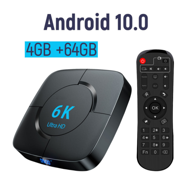 Transpeed – boîtier TV Android 10.0, Assistant vocal 6K 3D Wifi 2.4 go et 5.8 go 4 go RAM 32 go 64 go, lecteur multimédia très rapide