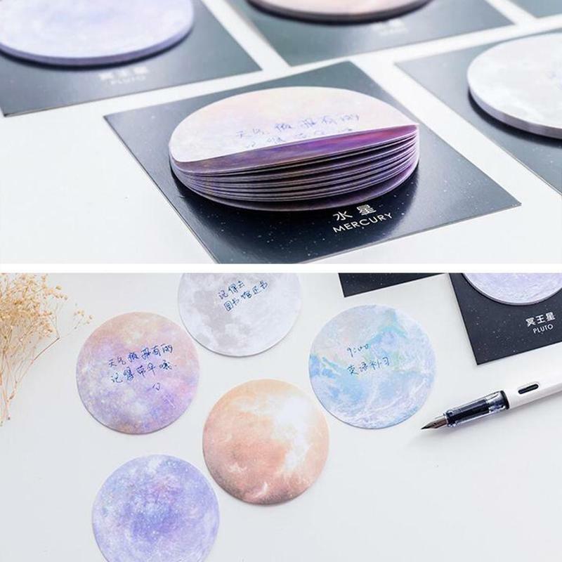 Self-adhesive Creative Round Planet Earth Mars Series Supplies Note Paper Notepad Paper Label Stationery Sticker Office Del G3I3