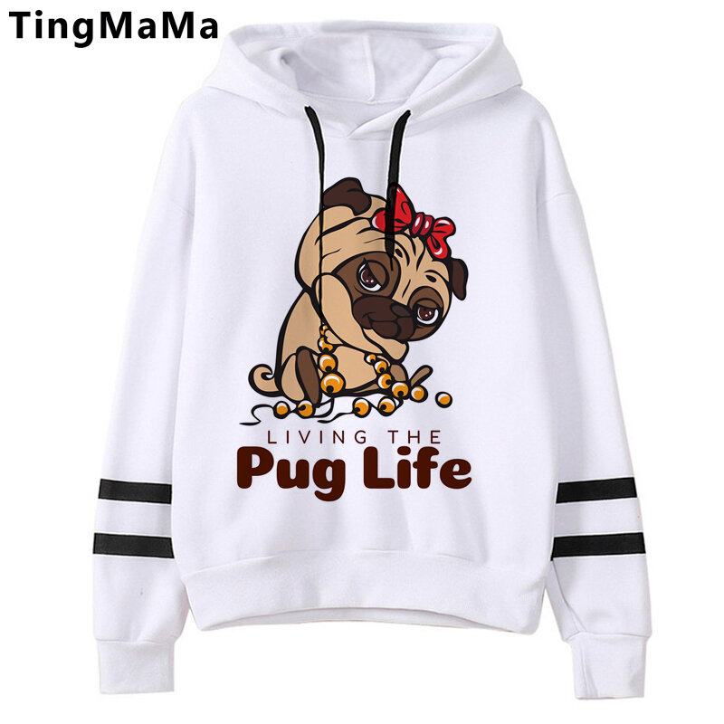 Pug cachorro pugs hoodies masculino y2k estética gráfico de grandes dimensões impresso masculino roupas com capuz impresso