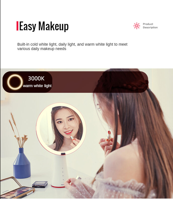 Panasonic-espejo de maquillaje con luz LED, herramientas de belleza para foto, luz de relleno, espejos pequeños