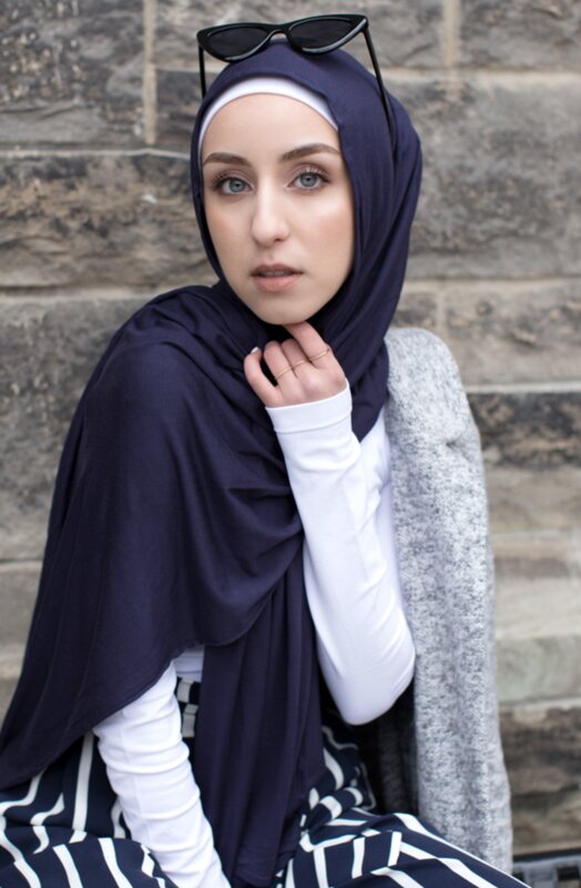 Copricapo hijab musulmano in cotone Jersey Premium di grandi dimensioni copricapo femminile isamico copricapo da donna nero turbante solido scialli Liong fascia