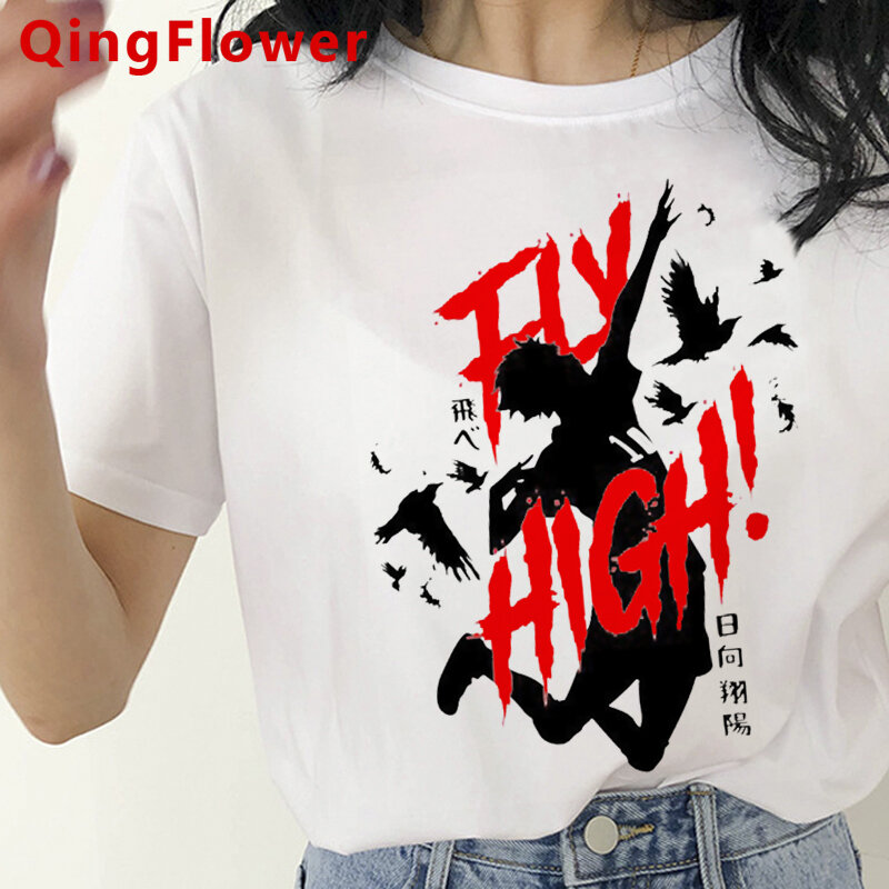 Japońskie Anime Oya Oya Oya Haikyuu T koszula kobiety lato topy Kuroo Cartoon koszulka Karasuno Kawaii latać wysokie koszulki z nadrukami kobieta