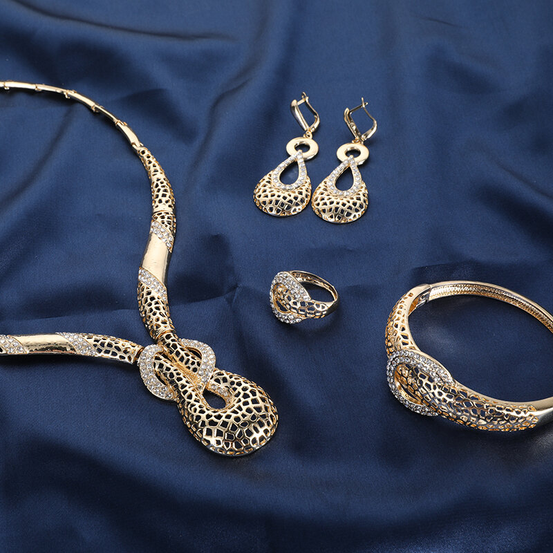Fani-Accesorios de boda nigeriana para mujer, conjunto de joyería italiana nupcial, conjunto de joyería de Dubái, color dorado, 2021, venta al por mayor