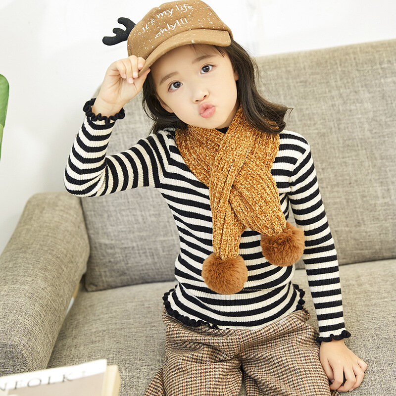 韓国-男の子と女の子のための暖かいスカーフ,子供のためのセーター,男の子と女の子のためのジャージーとウールのショール,新しいファッション,冬