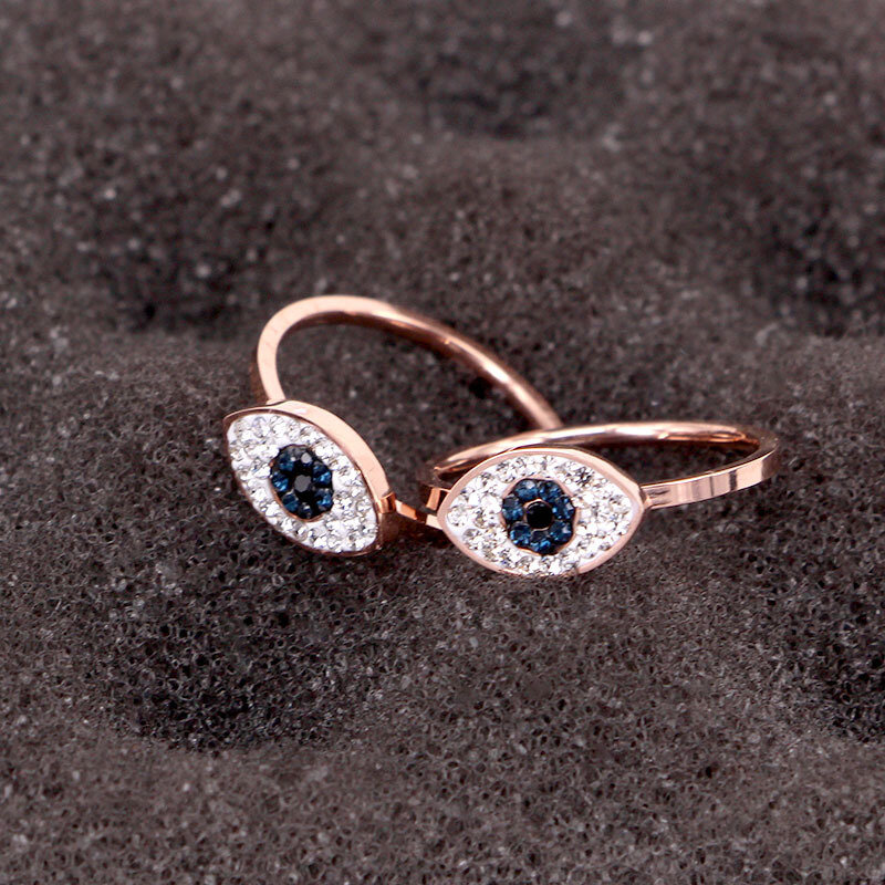 Anillos de diseño Popular para mujer, joyas de ojo de zafiro de oro rosa auténtico de 14k para mujer, joyería ostentosa de circonia AAA, fiesta de boda 2021