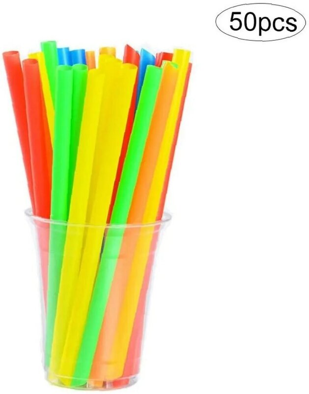 500pcs Multicolor Disposable Pear Drinking Straws Shop Juice Sucker Sturdy Straight Drinks Straws Drink Accessories 21cm