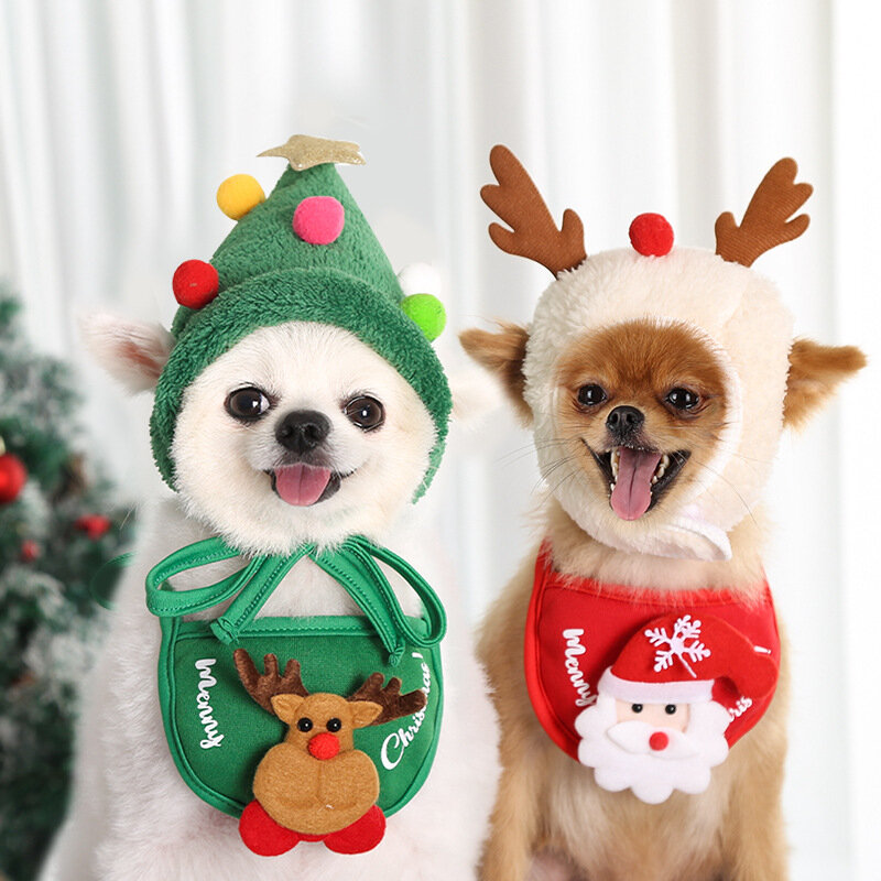 Hond Kat Pet Kerstmuts Speeksel Handdoek Bib Teddy Wet Strijd Hiromi Herfst En Winter Kleding Jurk Up Benodigdheden