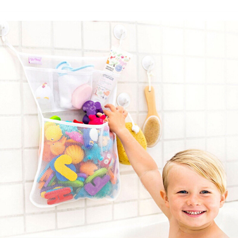 Multifunction Baby ห้องน้ำตาข่ายเด็กของเล่นกระเป๋าสุทธิดูดถ้วยตะกร้าเด็กอ่างอาบน้ำตุ๊กตา Organizer