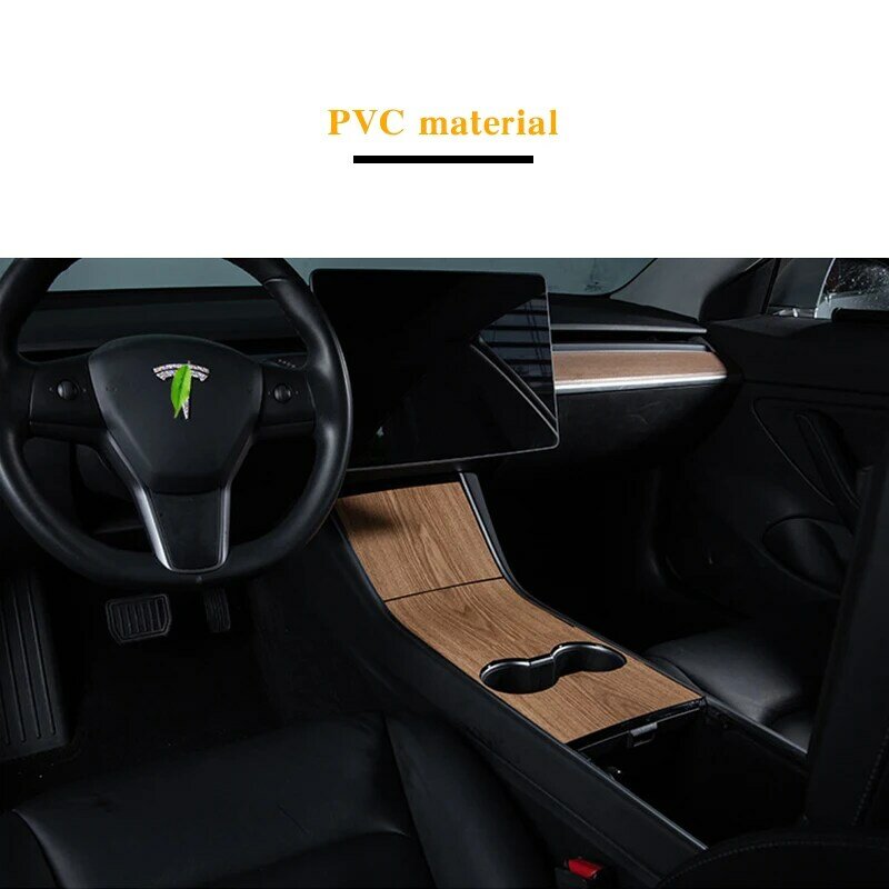 Model3 console central do carro envoltório adesivo para tesla modelo 3 y console de madeira acessórios grão para tesla modelo três acessório 2020