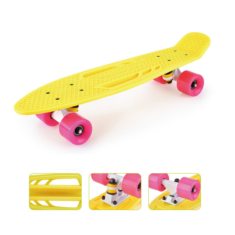 Skateboard a quattro ruote in plastica color pesce da 22 pollici per uomo e donna