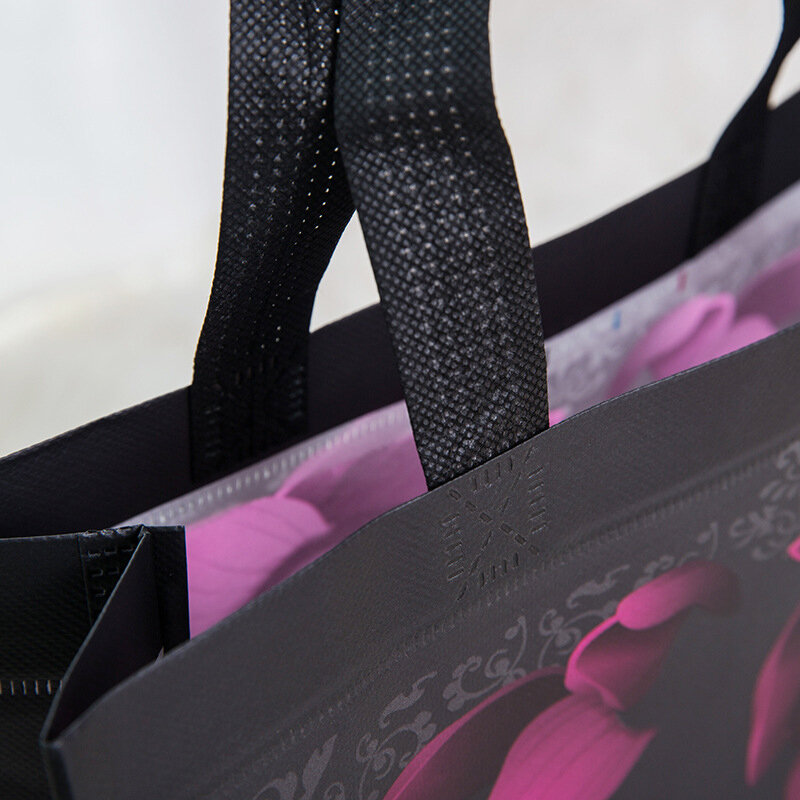 折りたたみ不織布ショッピングバッグ再利用可能な牧歌的なバラの花を印刷トートポーチ女性トラベル収納ハンドバッグショルダーバッグ