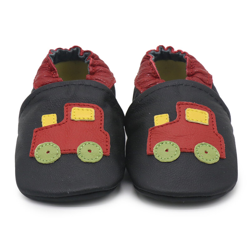 Carozoo-zapatos de cuero con suela de goma para niños, zapatillas para primeros zapatos para caminar, antideslizantes