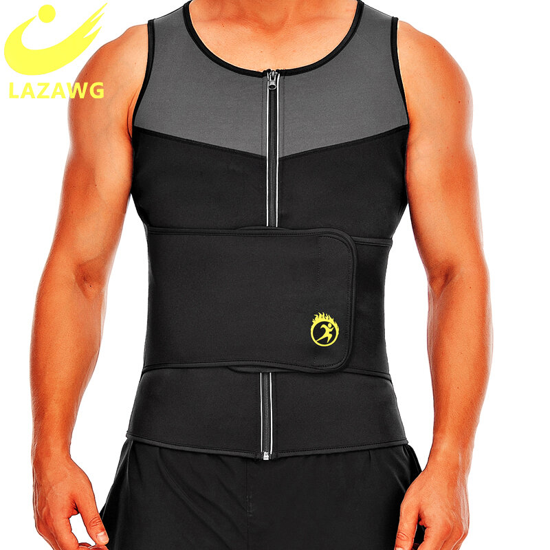 Lazawg homens neoprene corpo shaper sauna ternos de suor cintura trainer ginásio emagrecimento topos camisas espartilhos colete cinto barriga shapewear