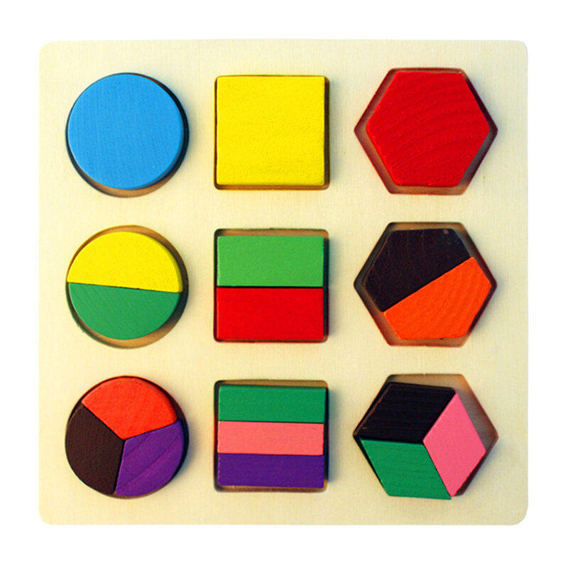 판매 기하학적 모양과 색상 일치하는 장난감 나무 3D 퍼즐 아기 몬테소리 조기 교육 학습 장난감 어린이 S-L02