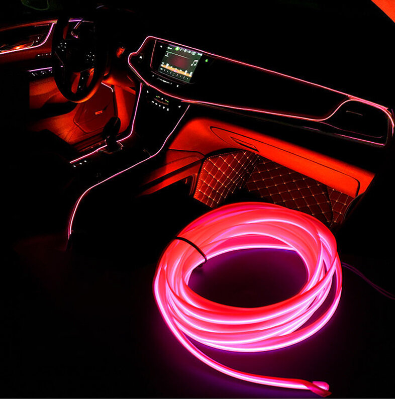 El fio do carro conduziu a luz interior ambiente led tira de néon iluminação guirlanda fio corda tubo decoração flexível cores do tubo led automático