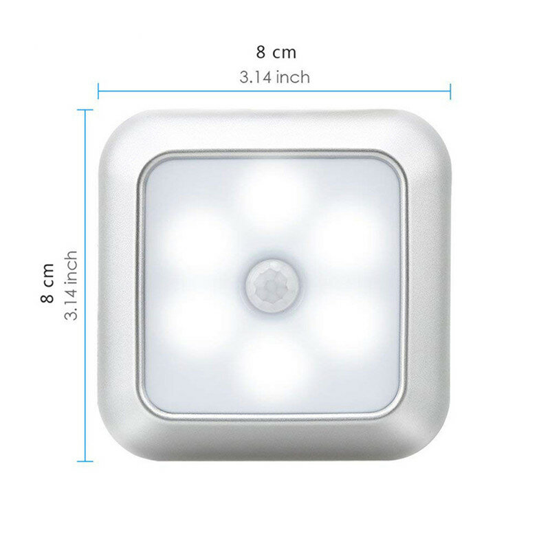 2020แบตเตอรี่ขับเคลื่อน6 LEDสแควร์Motion Sensor Night Lights PIR Inductionภายใต้ตู้Closetโคมไฟสำหรับบันไดห้องครัว