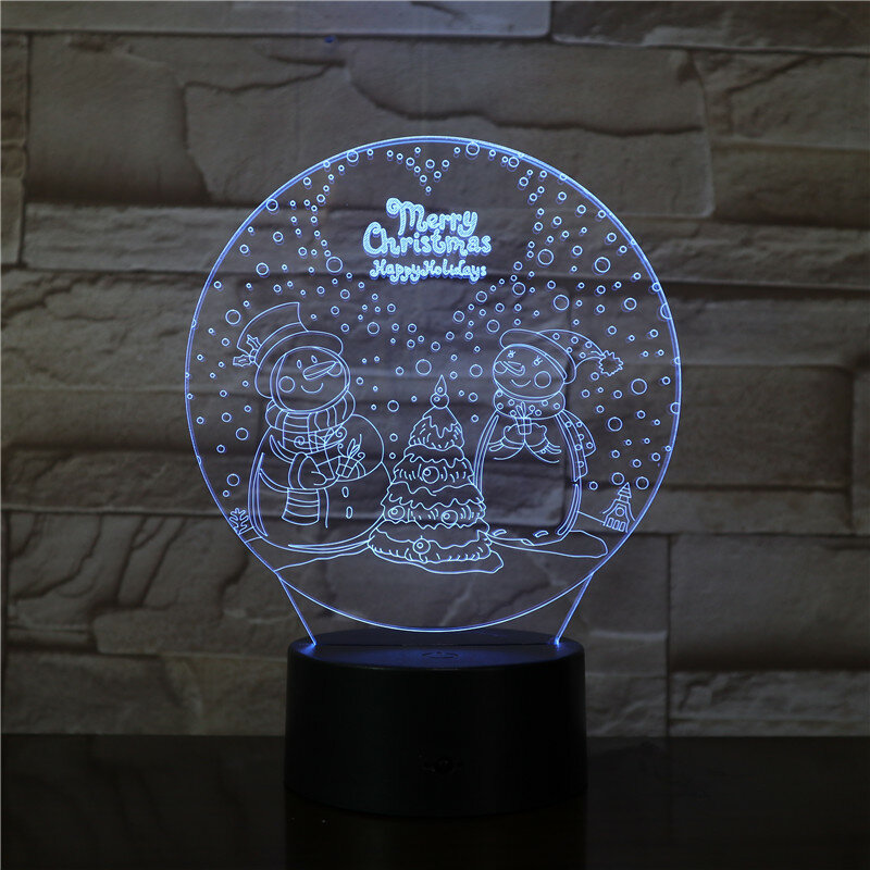 2019 Nieuwe Jaar Sneeuw Man 3D Led Lamp Kerst Decoratie Voor Thuis Party Office Multicolor Led Lamp Nachtlampje Luminaria 3171