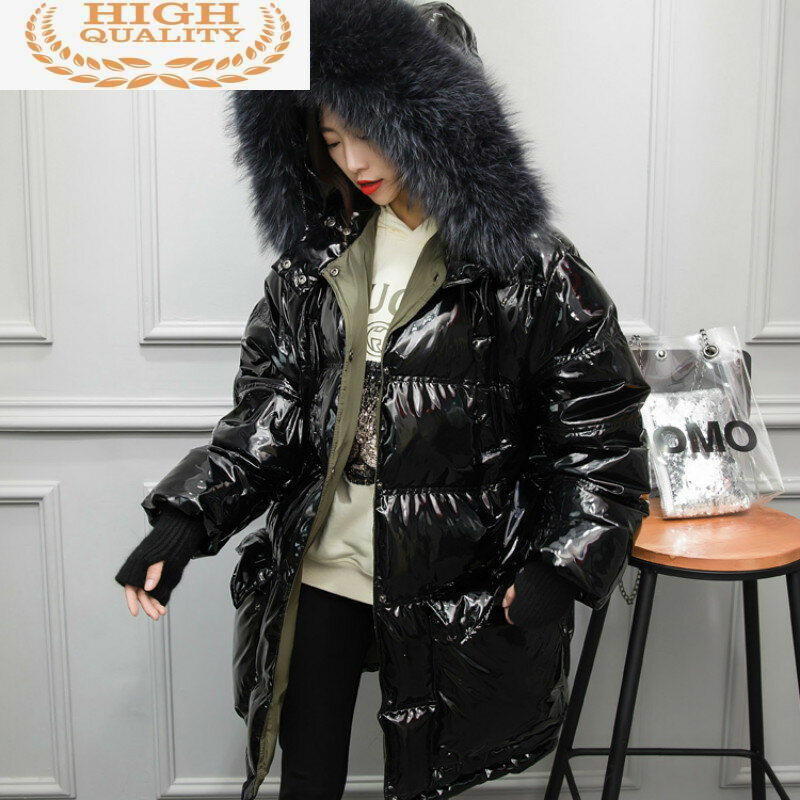 Jacke frauen Unten Marderhund Pelz Kragen Herbst Winter Mantel Weibliche Jacke Frauen Kleidung 2021 Koreanische Vintage Tops ZT3813