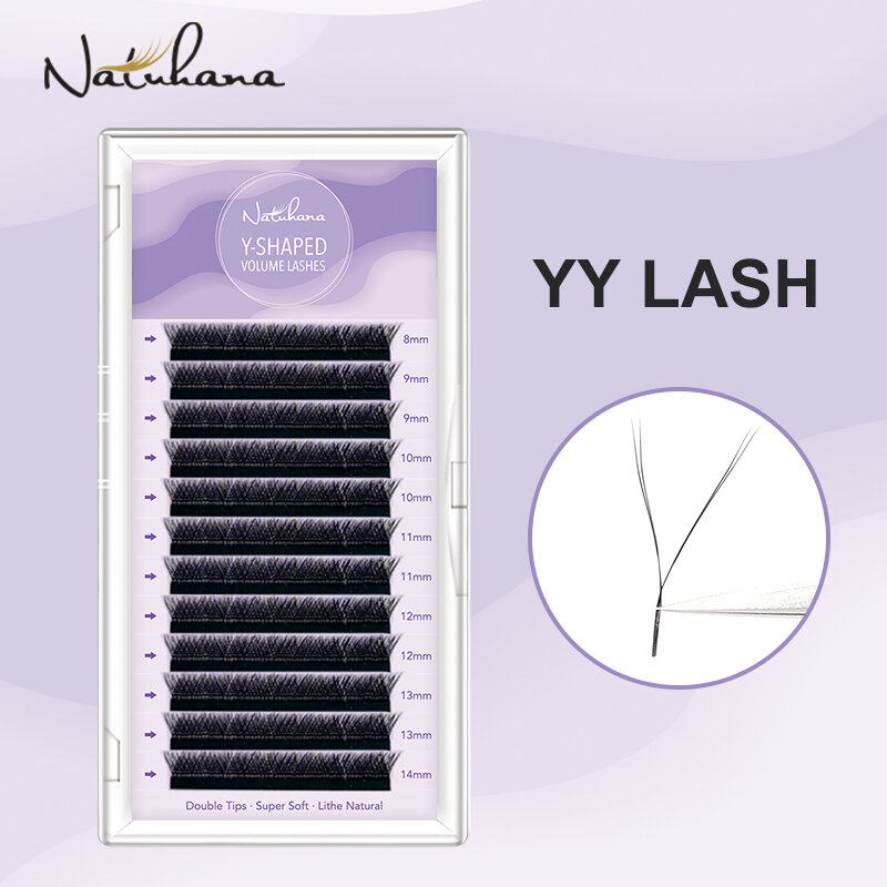 NATUHANA Cilios YY Shape Eyelash Extensions Two Tip Lashes C/D Curl High Quality Idividual False Eyelashes