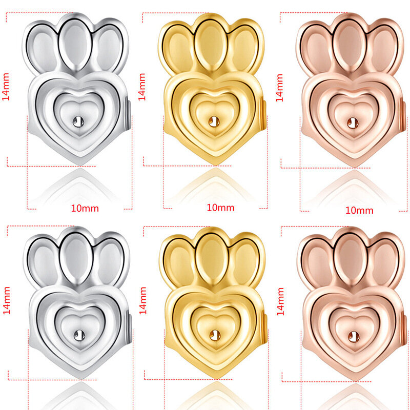 Crown Stud Zurück Ohrringe Unterstützung Passt für Frauen Silber Farbe Herz Ohrläppchen Ohrringe Lift Heber Zubehör