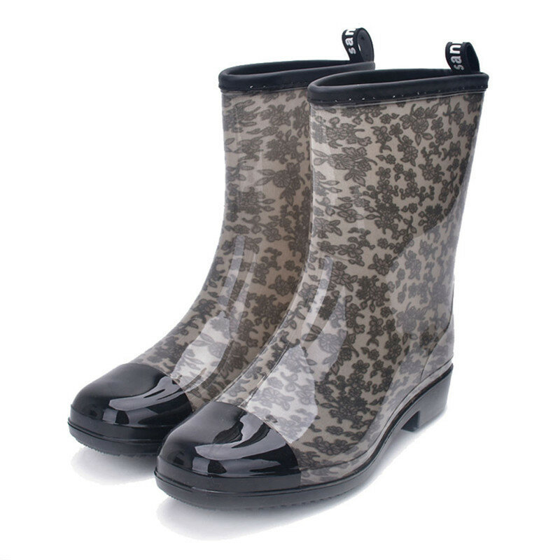 Nova mulher botas de chuva à prova dwaterproof água senhoras tornozelo boot moda floral feminino chuva sapatos primavera outono botas de chuva alta qualidade galochas