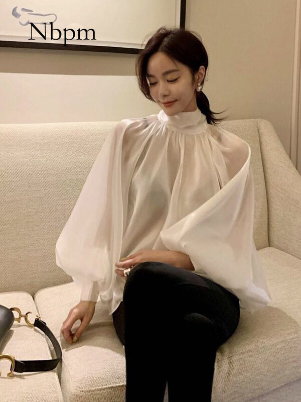 Elegant Women's Shirt Gothic Chic Blouse Party Office Ladies 2022 Spring Autumn Puff Sleeve Oversized Female Blouses And Shirts
