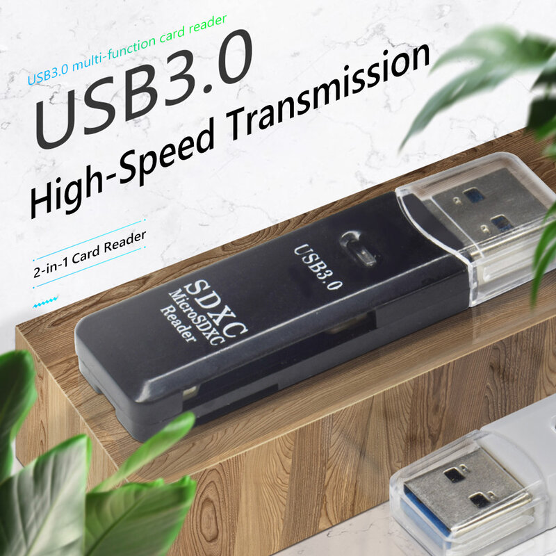 Lector de tarjetas USB 2 en 1 3,0, microSD/SDXC, transferencia de alta velocidad, tarjeta de memoria TF SD, SDHC SDXC MMC, unidad portátil gratis