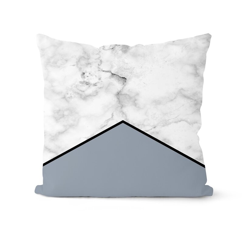 Azul nórdico e cinza capa de almofada 45*45cm poliéster geométrica fronha travesseiro capa decorativa almofadas decoração para casa lance