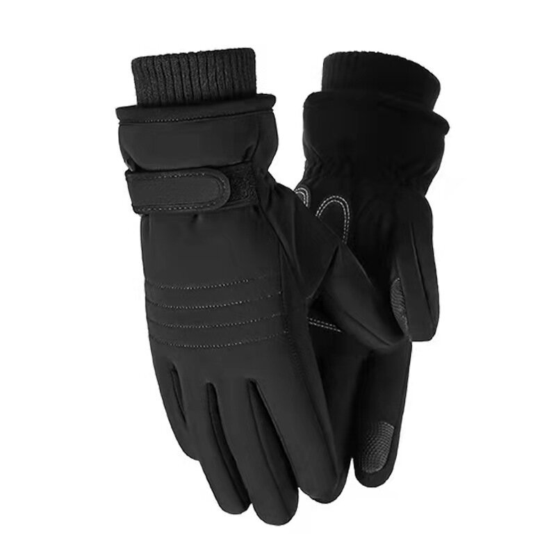 Damskie i męskie zimowe ciepłe rękawiczki narciarskie oraz aksamitne wodoodporne podgrzewane ekrany dotykowe odporne na zużycie sportowe rękawiczki rowerowe