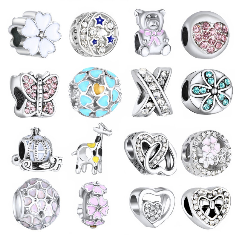 Nowe bransoletki akcesoria wisiorek srebrny wisiorek koralik pasuje Pandora charms srebrny 925 bransoletka z koralików dla kobiet DIY biżuteria prezent
