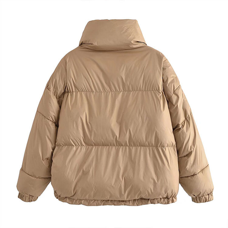 Ropa holgada acolchada de algodón para mujer, con bolsillos y cuello levantado, para otoño e invierno, 2021