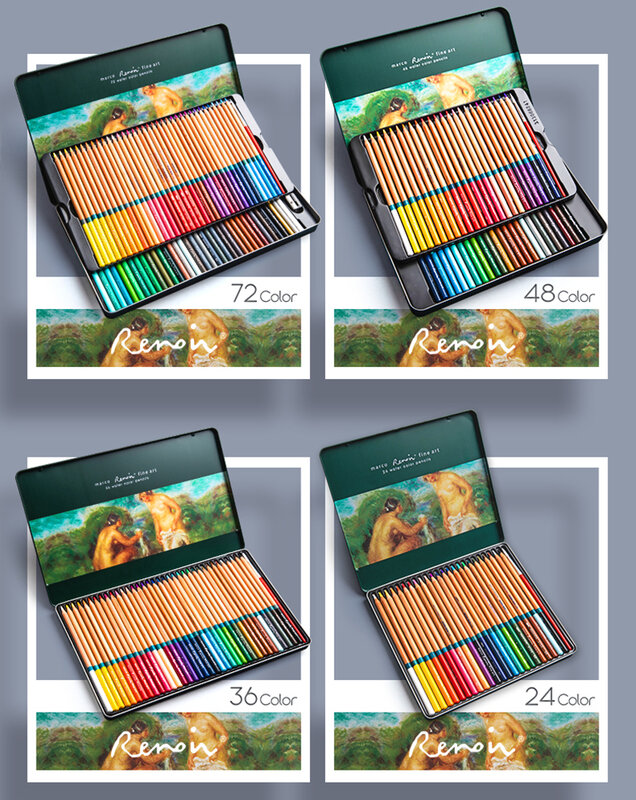Lápis colorido solúvel em água macia das cores do lápis 24/36/48/72/100 da aguarela profissional marco para pintar fontes da arte do estudante