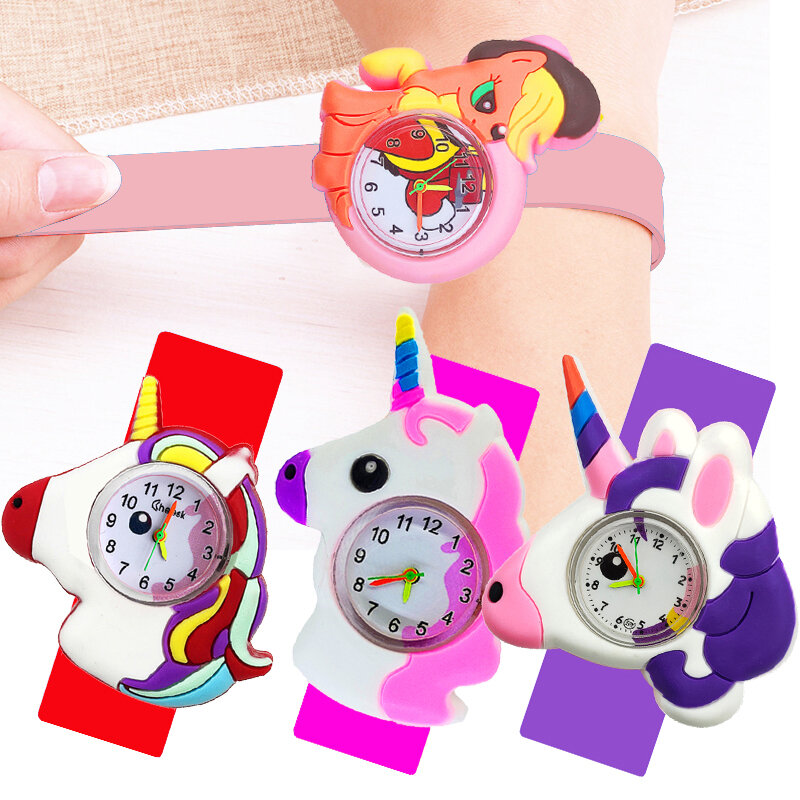 Śliczny zegarek dla dzieci z postaciami z kreskówek dla dziewczynek wysokiej jakości jednorożec/kucyk zabawka uczeń dzieci Slap zegarki dla dzieci prezent na boże narodzenie Reloj Infantil