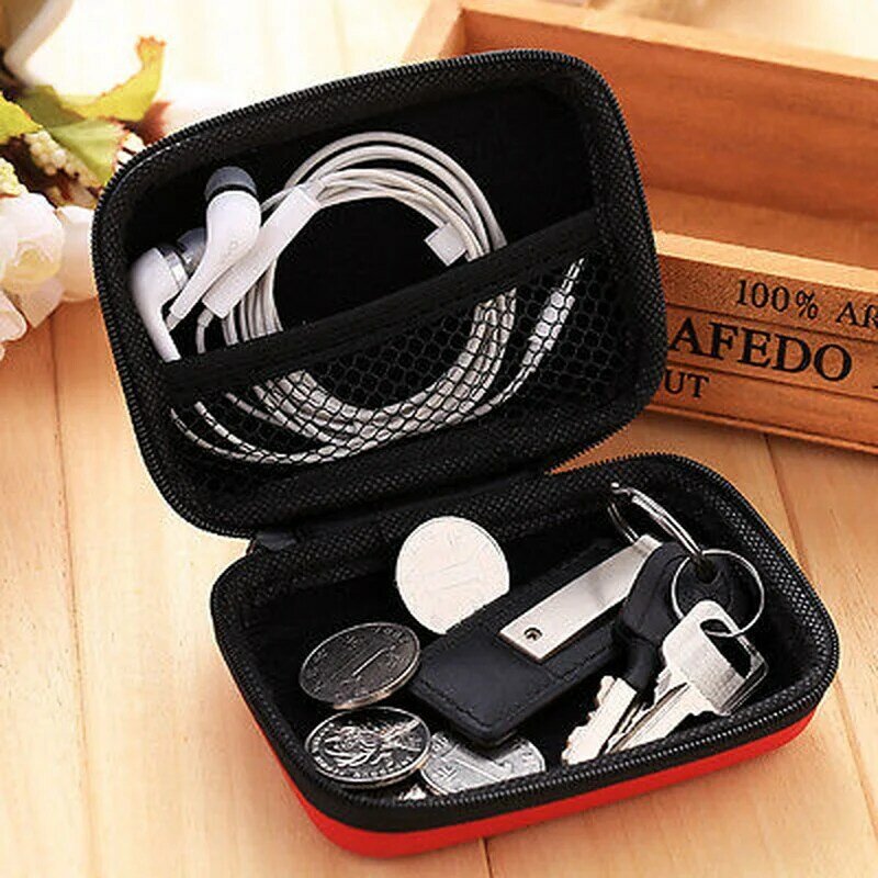 New Fashionable Travel Convenient Headset Earphone Cable Solid Color Storage Pouch Bag Hard Case Loose Change Storage Box