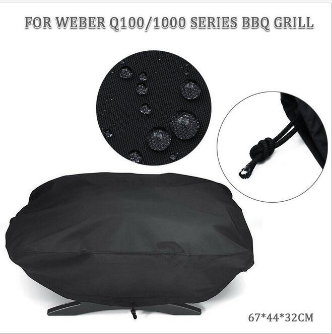 ป้องกันฝุ่น BBQ Grill Protector 210D เคลือบกันฝน Sun สำหรับ Weber 7110 Q100 1000 Series BBQ Grill Cover
