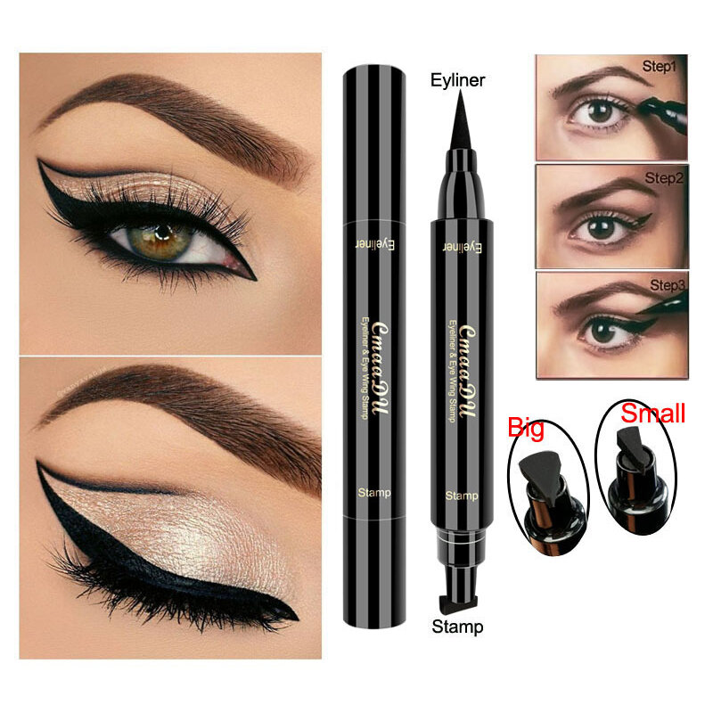 2021 Eyeliner Bleistift Quick Dry Wasserdichte Doppel Kopf Schwarz Lang Anhaltende Flüssigkeit Augen Make-Up Bleistift Mode Frauen Kosmetische Werkzeuge