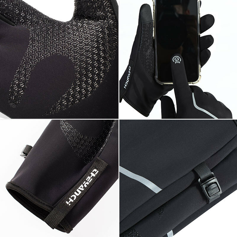 Теплые зимние перчатки для сенсорных экранов для мужчин и женщин, водонепроницаемые ветрозащитные спортивные бархатные мужские перчатки д...
