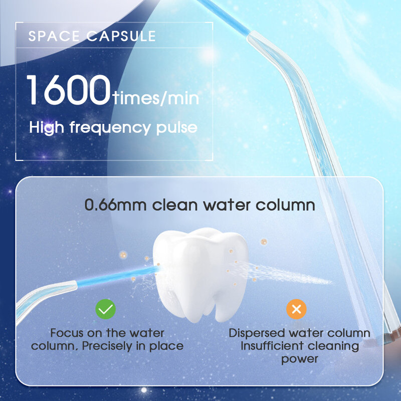 Boi ipx7 bocal escondido inteligente elétrica irrigador oral grande capacidade removível tanque de água dentes branqueamento dental floss cleaner