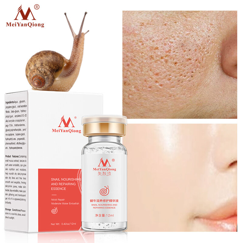 Anti-Aging Snail Serum Hyaluronic Acid Shrink Pores Lifting Firming Face Essence Whitening Anti-Wrinkle Regenerative Skin Care