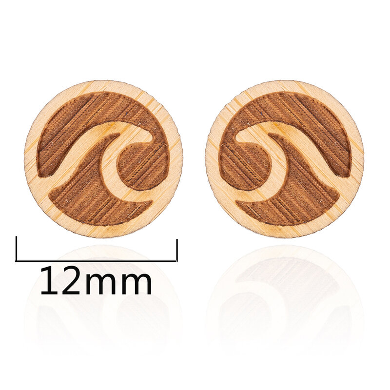 FENGLI Girls Earings Geometric Wave Stud Earrings for Women Girls Kids Sea Tiny Wooden Earing Wholesale Price