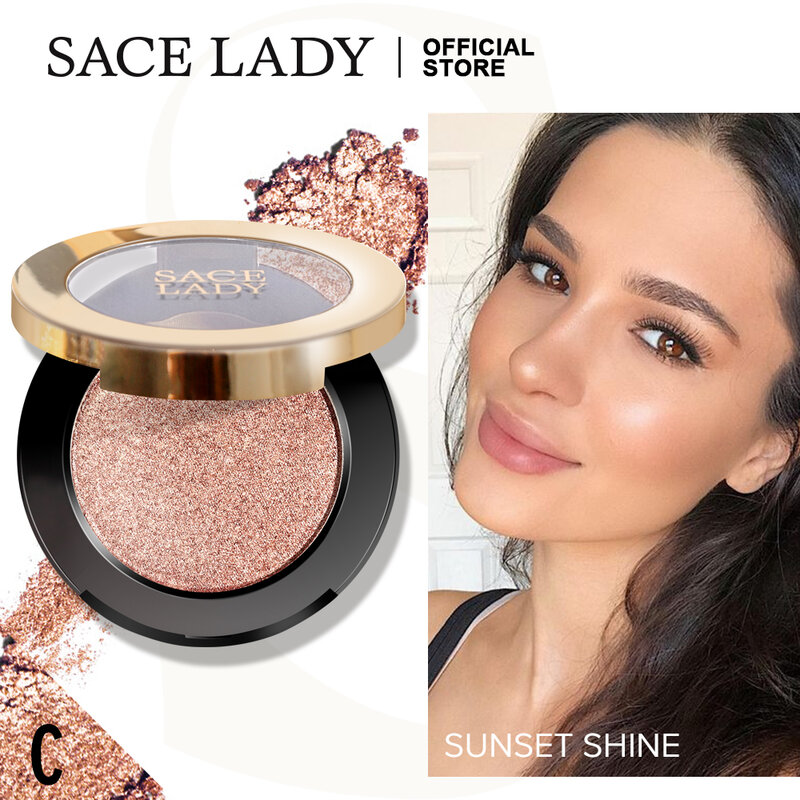 SACE LADY – Palette de maquillage à paillettes pour femmes, surligneur en poudre, scintillant, illuminateur, vente en gros, cosmétiques