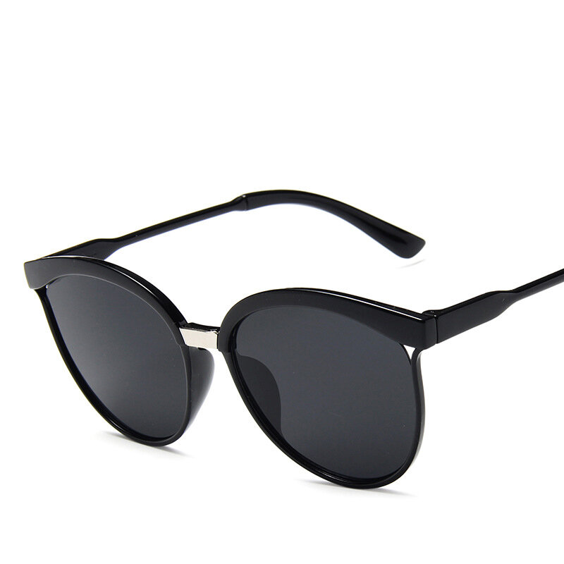 Óculos de sol tipo olho de gato, óculos de sol feminino preto vintage, lente colorida, espelhado, design de marca na moda