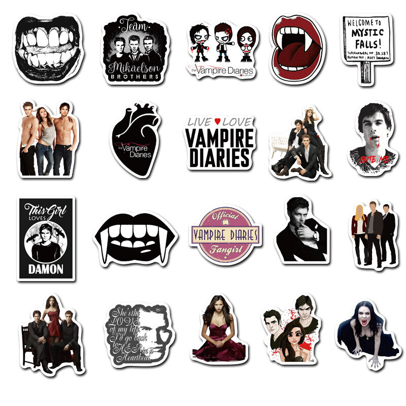50pcs/Set The Vampire Diaries Stickers For Skateboards Motorcycle Phone Laptop Suitcase Waterproof