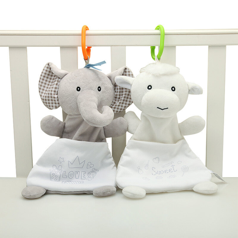 Asciugamano morbido in peluche per neonati asciugamano lenitivo per neonati giocattoli per bambini 0-12 mesi a forma di animale asciugamano lenitivo giocattoli di peluche educativi